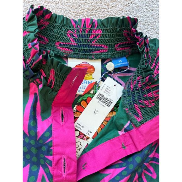 NWT Farm Rio mock neck button down romper, XS $200 E31 - Picture 7 of 9